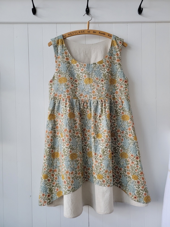Dresses & Skirts - Sleeveless Floral A-line Dress in Sage, Mustard & Cream